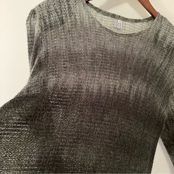 VTG Lisa Lelou Gray Sz. L Open Knit Gauze Sweater Skirt Set Sheer Mesh Grunge - Picture 4 of 16